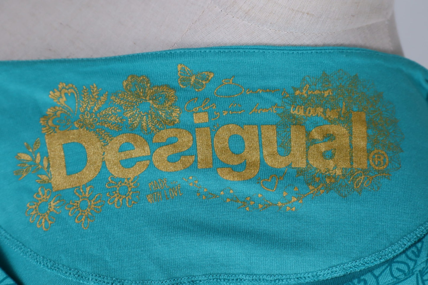 DESIGUAL MAGLIA DONNA TG. M WOMAN CASUAL VINTAGE T-SHIRT BLUSA PERLINE