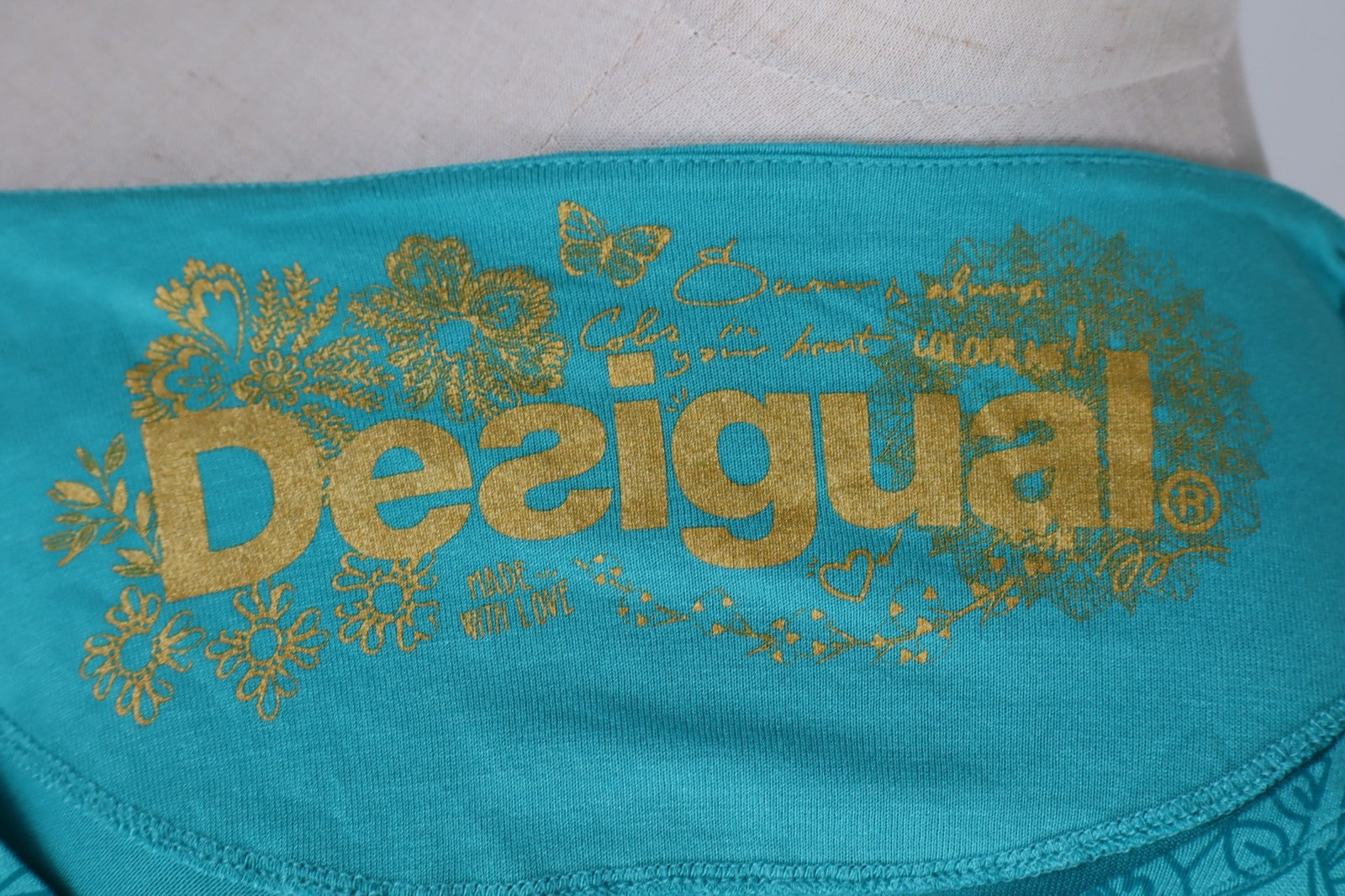 DESIGUAL MAGLIA DONNA TG. M WOMAN CASUAL VINTAGE T-SHIRT BLUSA PERLINE