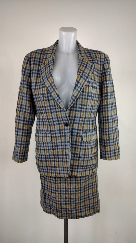 COLMAR COMPLETO DONNA Tg. 46 GIACCA GONNA DRESS VINTAGE CASUAL SUIT LANA TARTAN