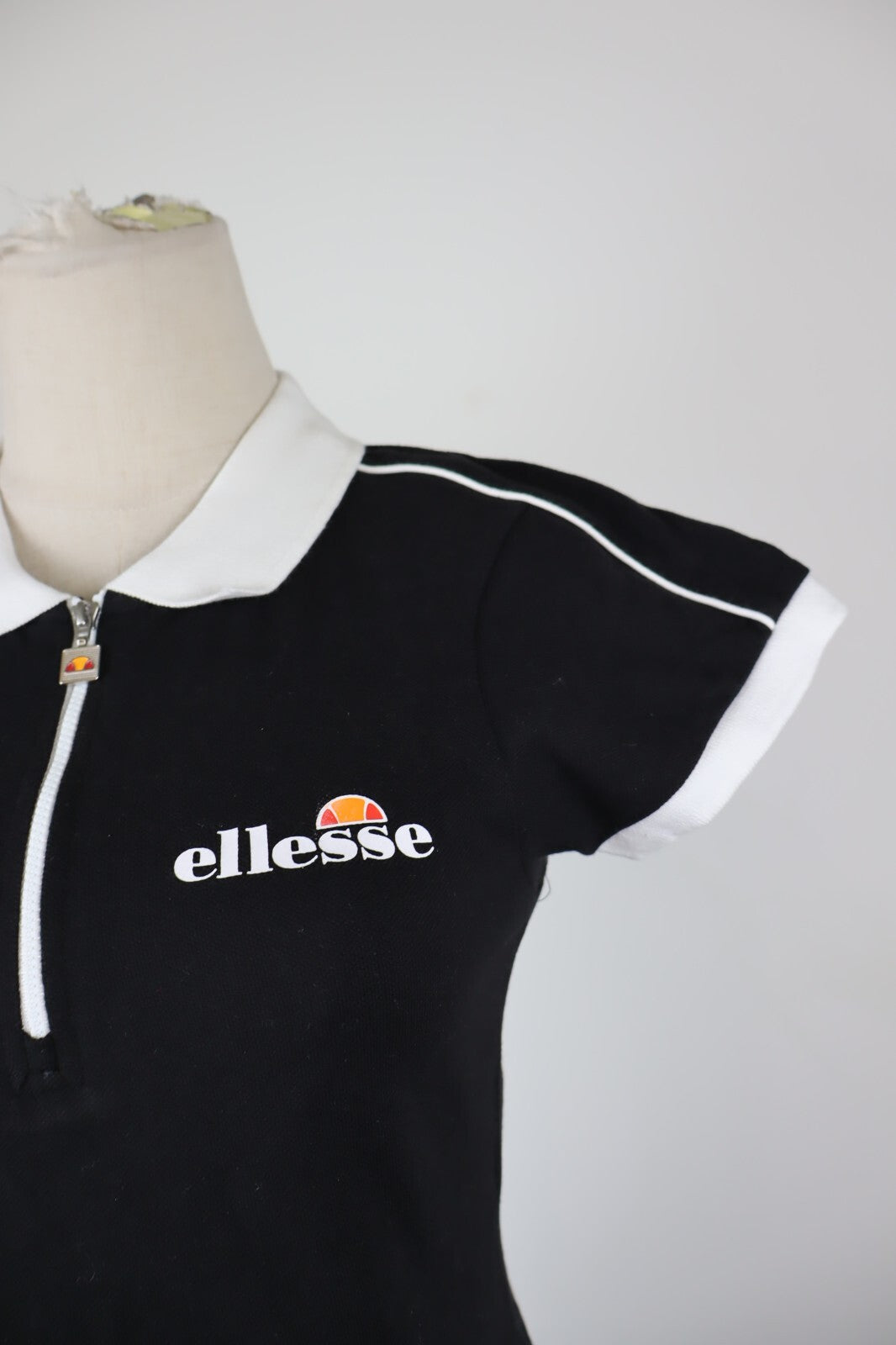 ELLESSE VESTITO A POLO CON ZIP DONNA TG. 36  WOMAN CASUAL TENNIS VINTAGE DRESS
