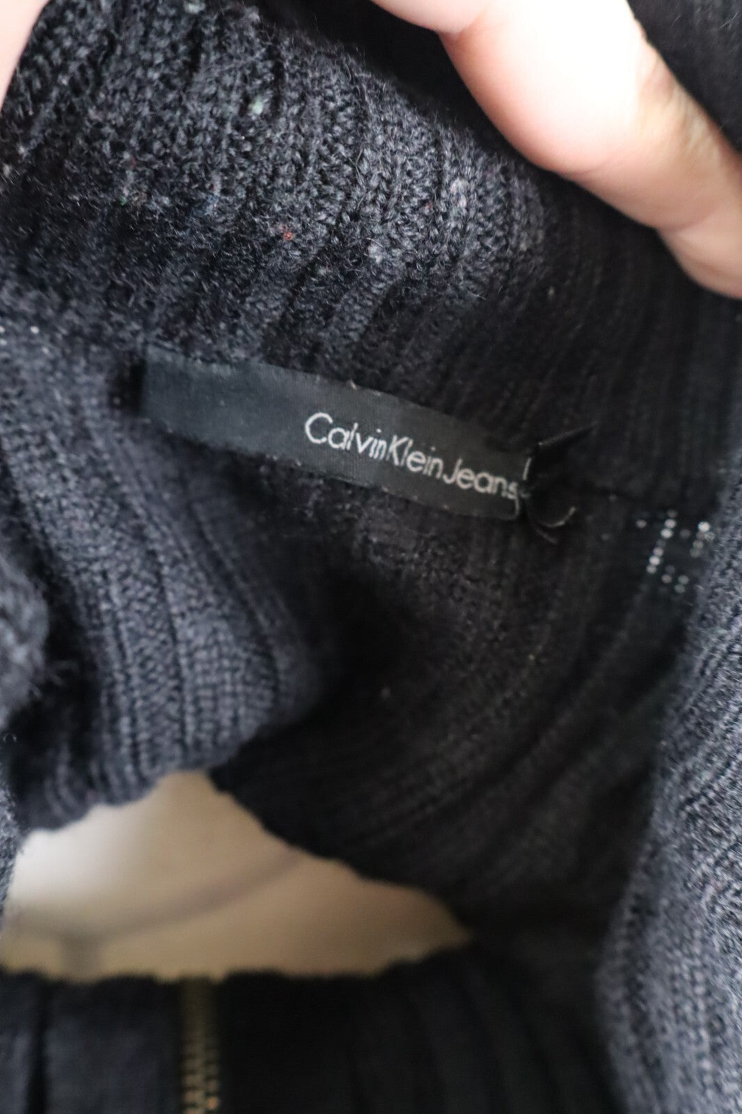CALVIN KLEIN CK MAGLIONE CON ZIP VINTAGE UOMO Tg. L MAN SWEATER CASUAL LANA