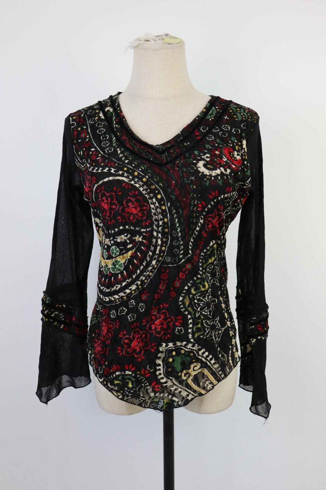 MAGLIA TRASPARENTE VOLANT DONNA M/L WOMAN T-SHIRT INDIE GROOVY Y2K 2000'S