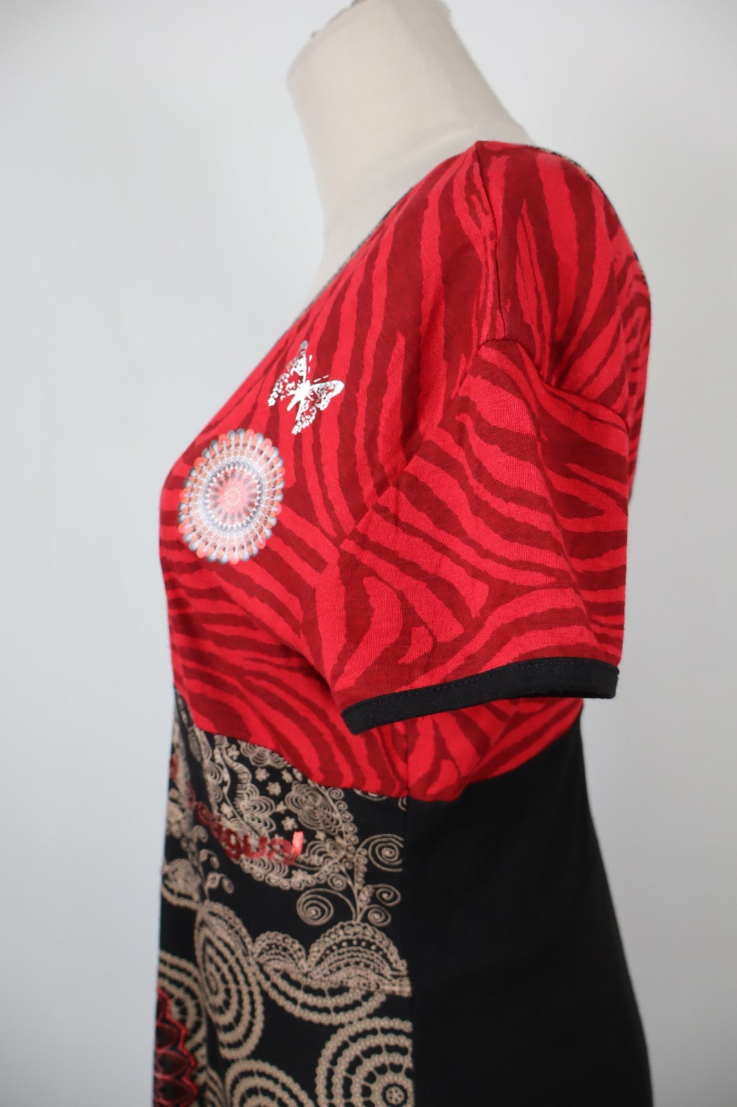 DESIGUAL  VESTITO ABITO DONNA TG.  L  SHORT WOMAN CASUAL VINTAGE DRESS