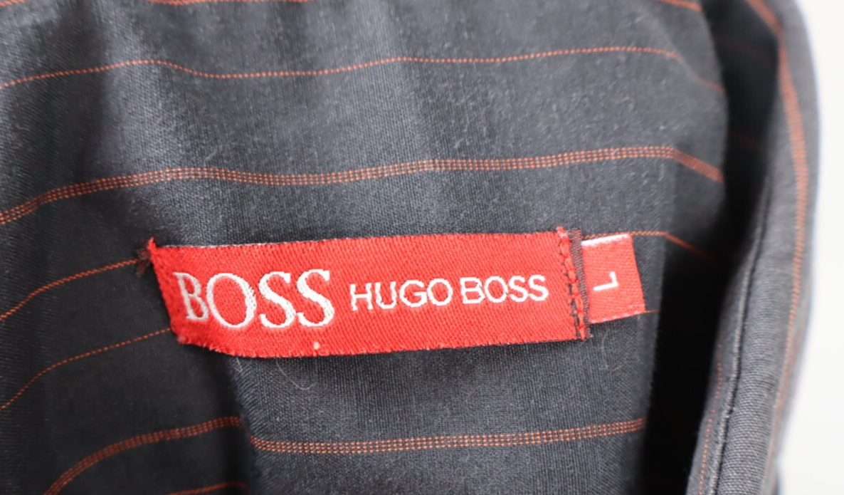 HUGO BOSS CAMICIA UOMO TG. L MAN CASUAL VINTAGE SHIRT COTONE COTTON A RIGHE
