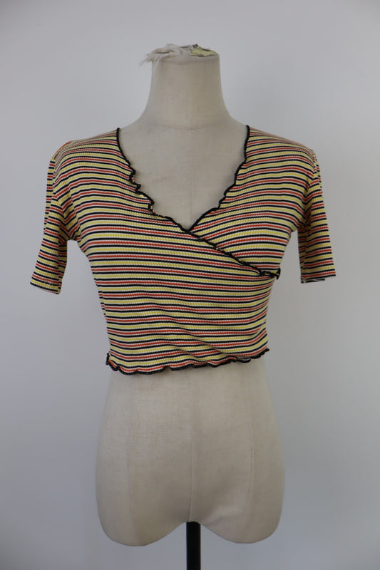 MAGLIA CROP TOP DONNA TG M WOMAN T-SHIRT INDIE GRUNGE PRETTY VINTAGE Y2K 2000'S