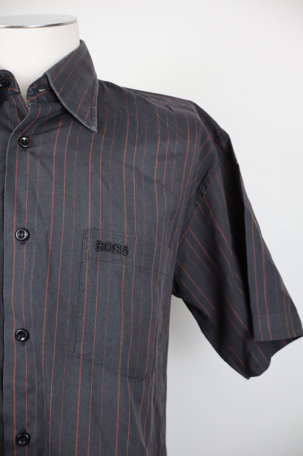 HUGO BOSS CAMICIA UOMO TG. L MAN CASUAL VINTAGE SHIRT COTONE COTTON A RIGHE