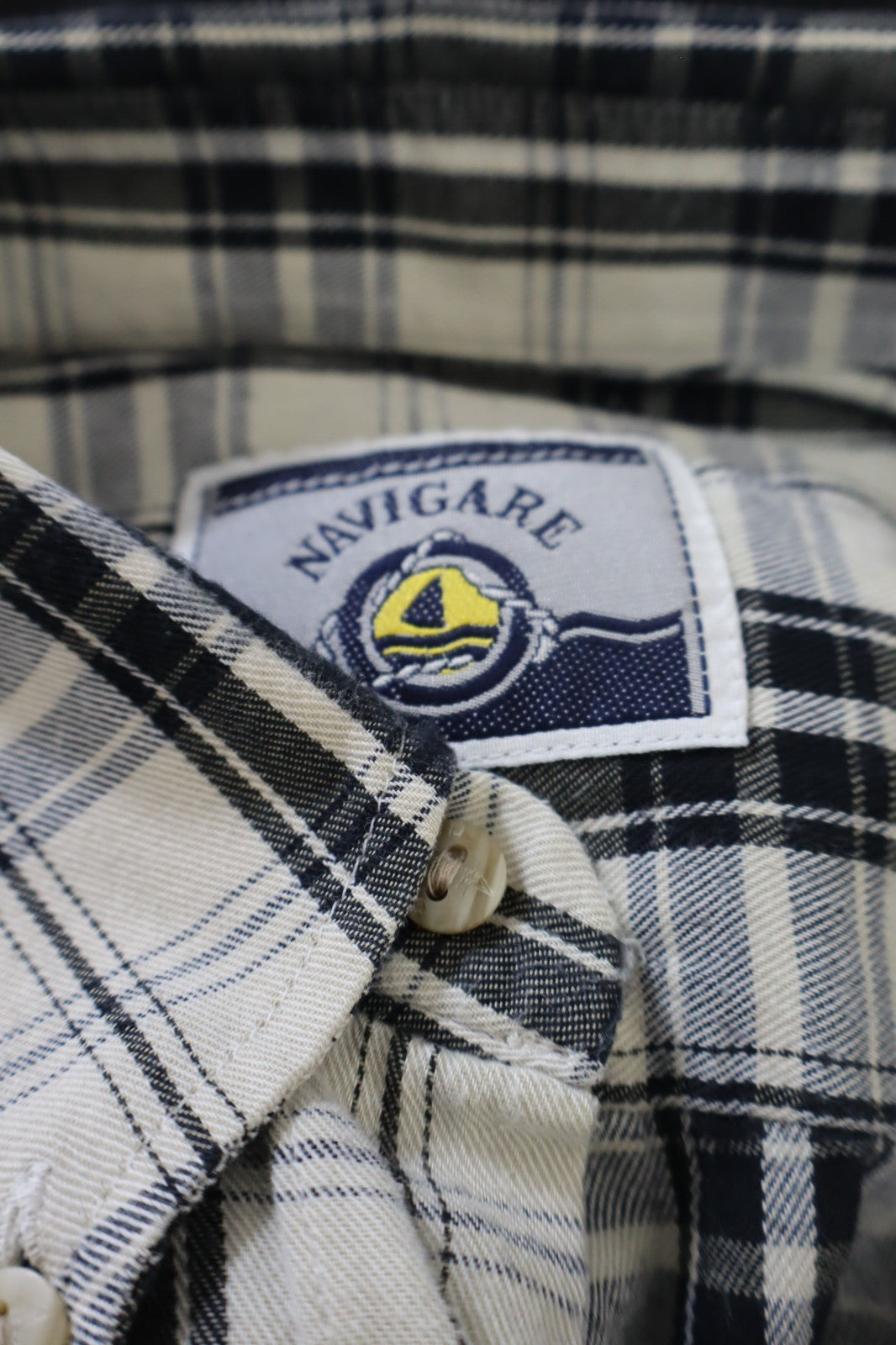 NAVIGARE CAMICIA COTONE UOMO TG. M MAN CASUAL VINTAGE SHIRT LOGO COTTON