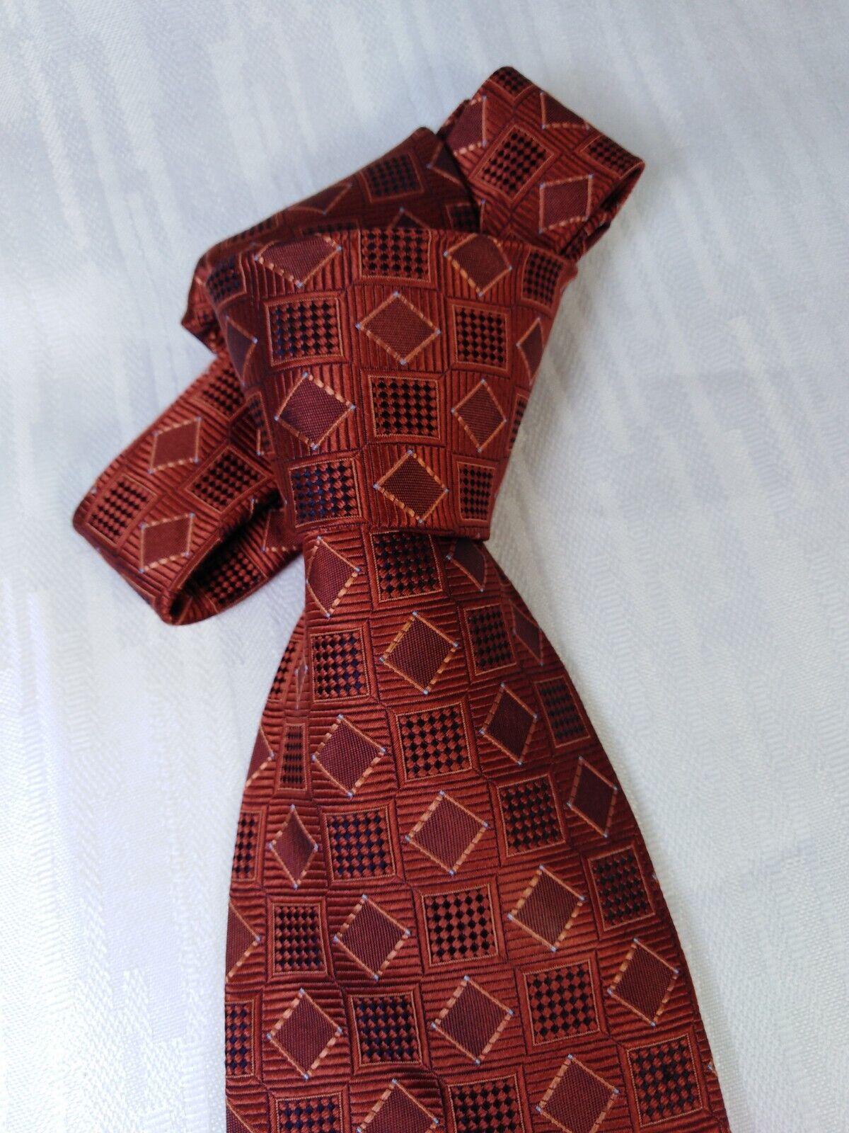 BARTON  100% SETA SILK TIE CRAVATTA NECKTIE ITALY VINTAGE SELF TIPPED