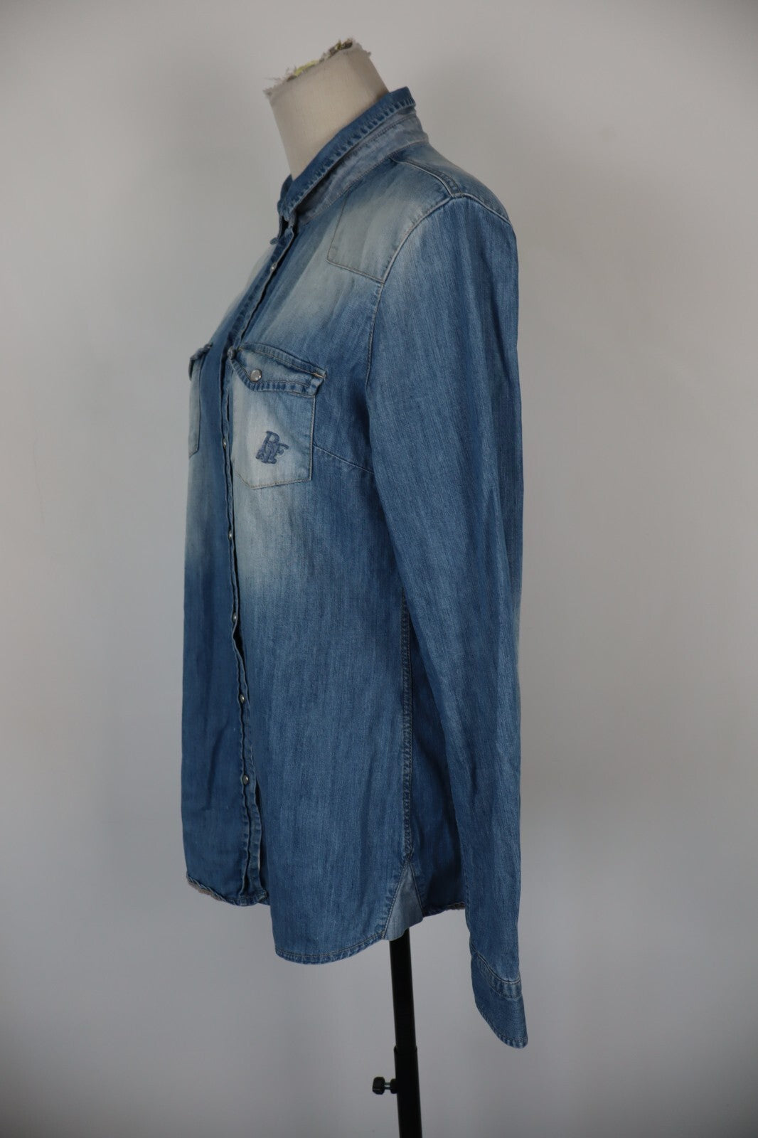 RIFLE CAMICIA JEANS DENIM DONNA CAMICIA TG. L WOMAN SHIRT CASUAL VINTAGE Y2K