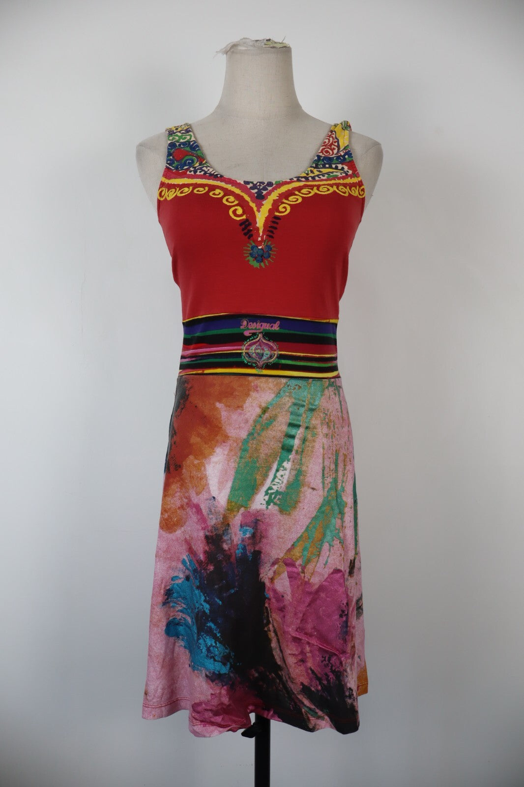 DESIGUAL VESTITO DONNA TG. XS WOMAN CASUAL VINTAGE DRESS COTONE