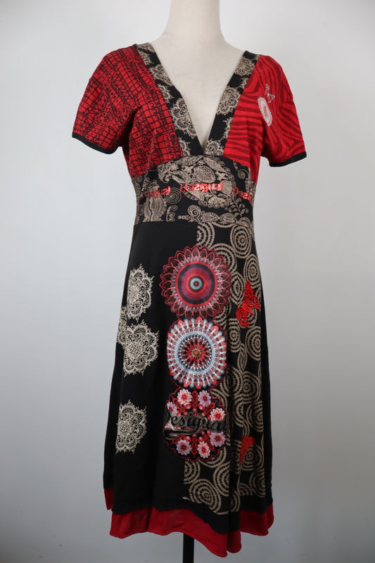 DESIGUAL  VESTITO ABITO DONNA TG.  L  SHORT WOMAN CASUAL VINTAGE DRESS