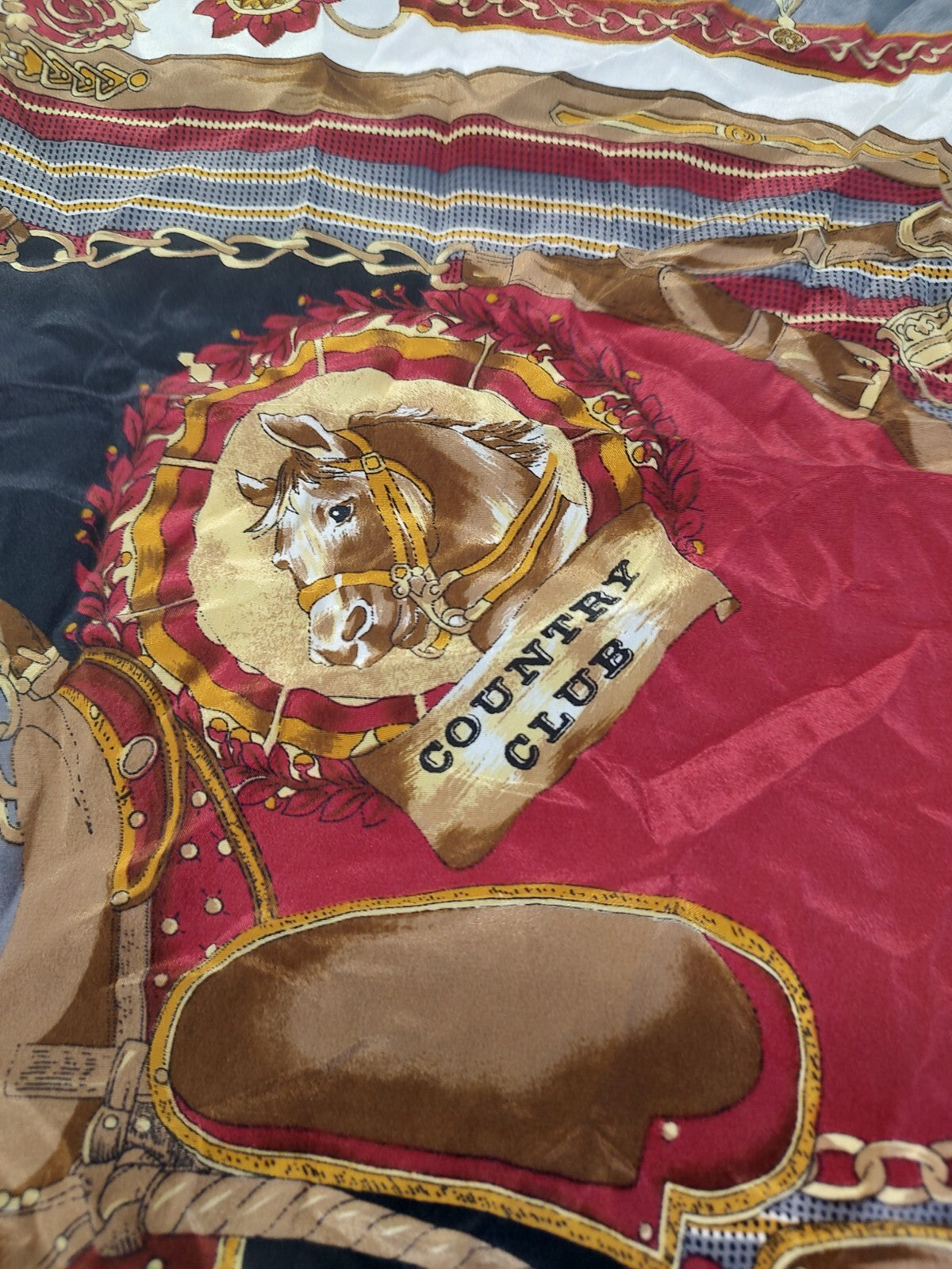 COUNTRY CLUB FOULARD 100% SILK SETA SCARVES SCARF SQUARE MADE ITALY