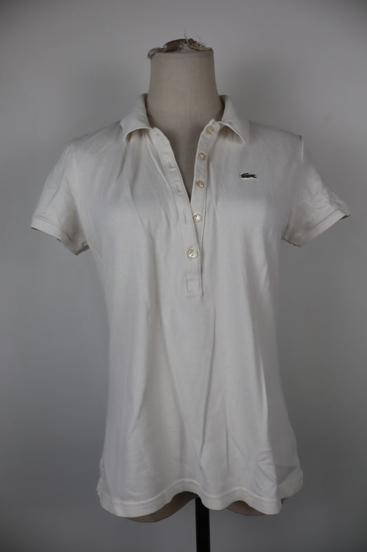 LACOSTE POLO MAGLIA T-SHIRT DONNA COTONE TG 40 WOMAN CASUAL VINTAGE LOGO COTTON