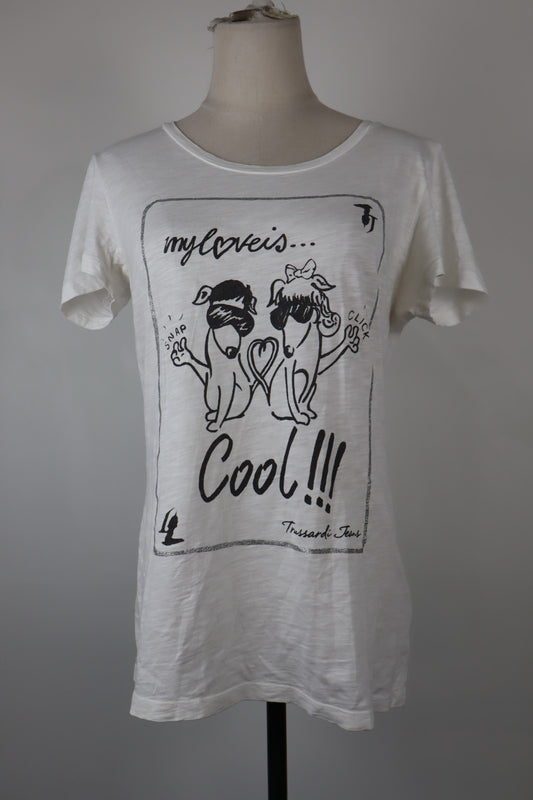 TRUSSARDI JEANS MAGLIA DONNA TG. M WOMAN CASUAL VINTAGE T-SHIRT TOP COTONE