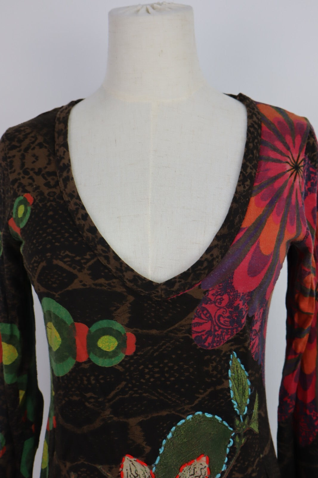 DESIGUAL MAGLIA DONNA TG. M WOMAN T-SHIRT CASUAL VINTAGE COTONE