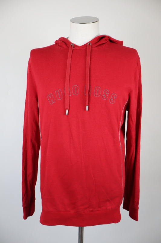 HUGO BOSS FELPA CAPPUCCIO UOMO Tg L MAN CASUAL VINTAGE SWEATSHIRT CASUAL COTONE