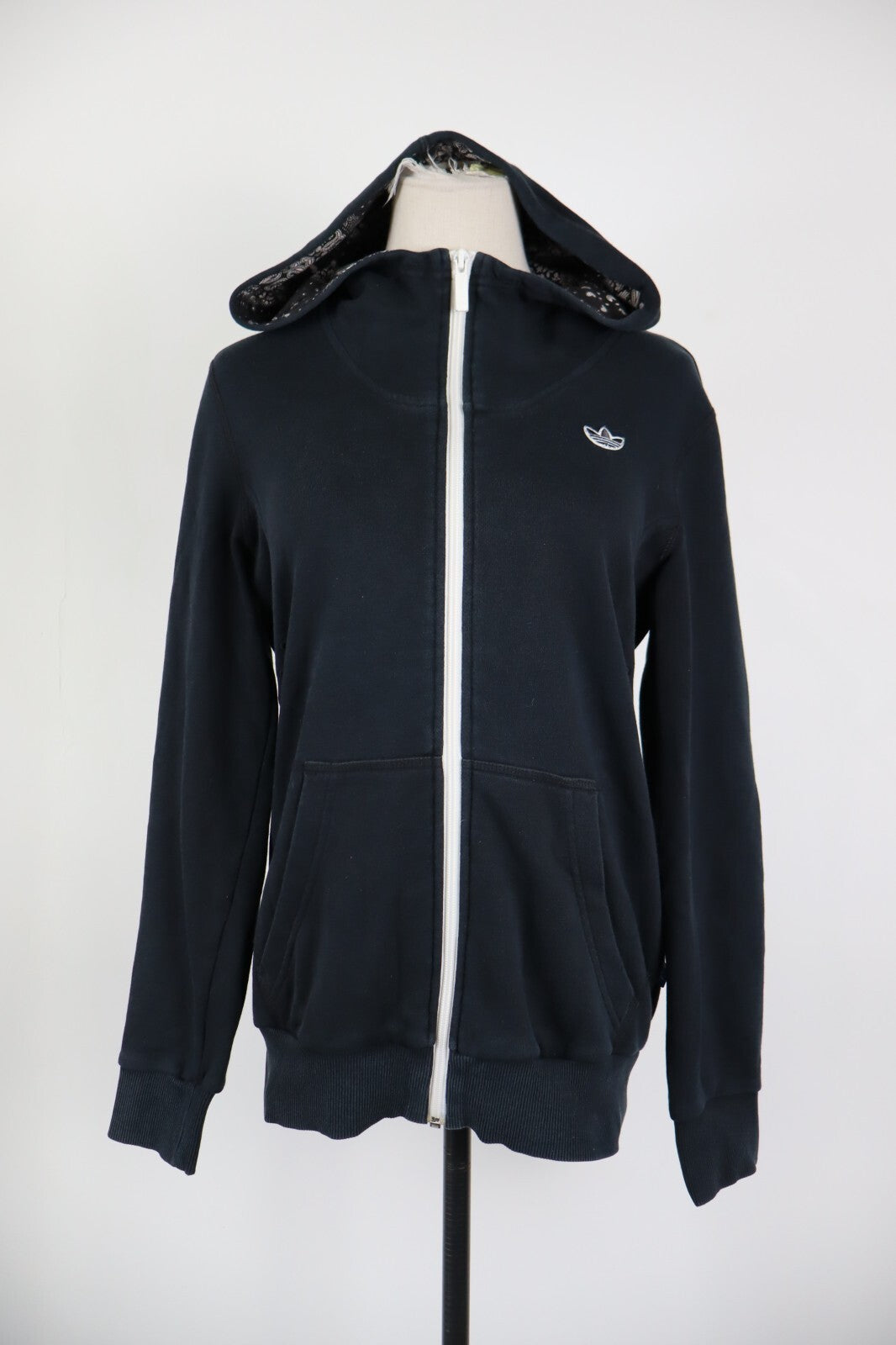 ADIDAS FELPA CON ZIP CAPPUCCIO DONNA Tg 44 WOMEN CASUAL VINTAGE SPORT SWEATSHIRT