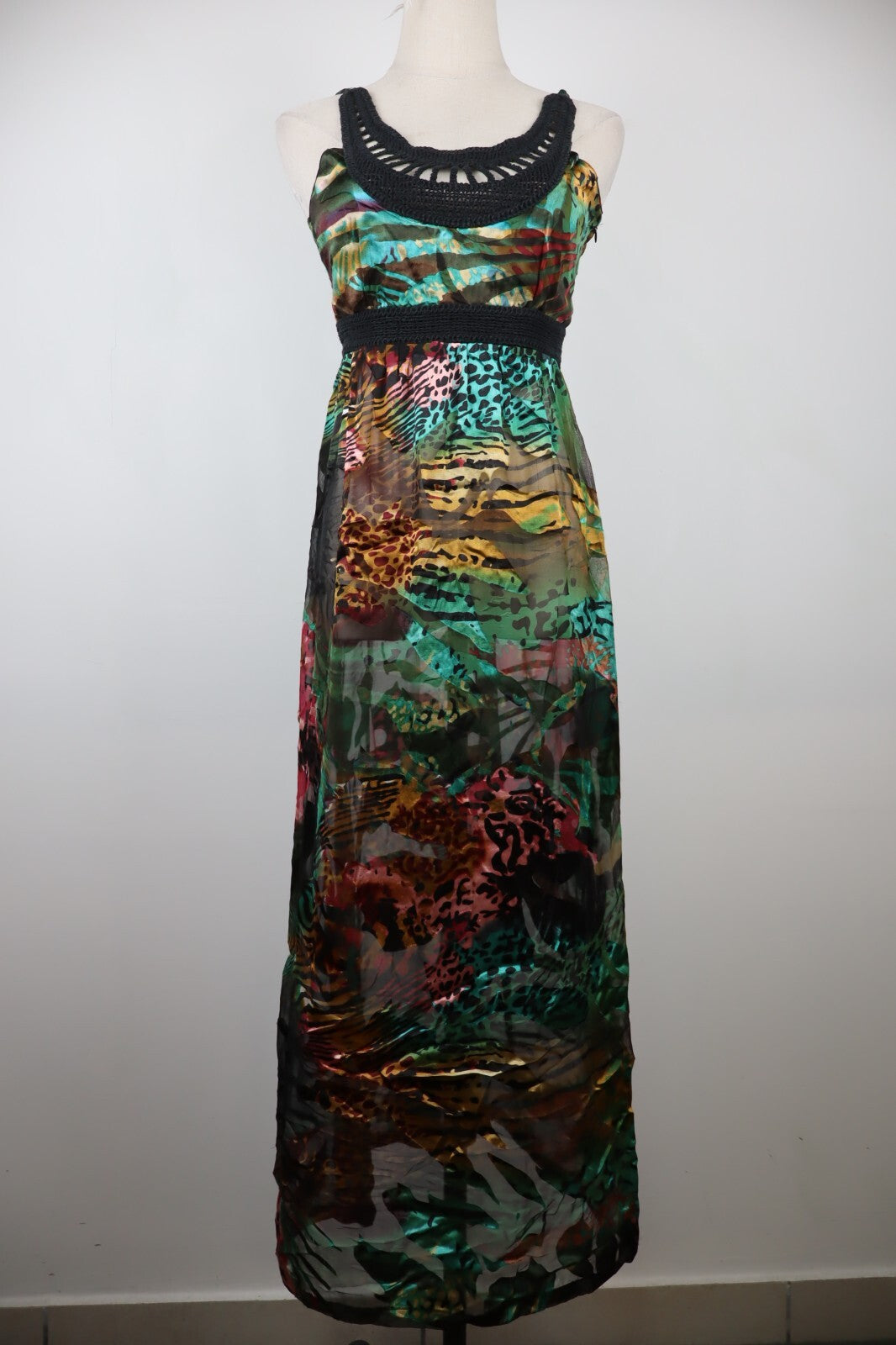 DESIGUAL VESTITO ABITO A BRETELLE DONNA TG. 38 WOMAN CASUAL VINTAGE DRESS FIOCCO