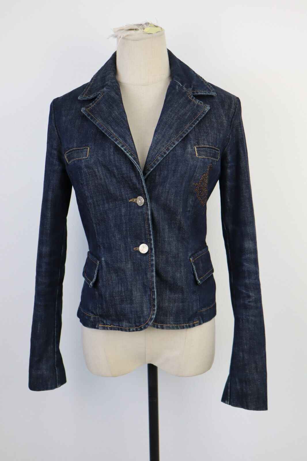 CLINK GIUBBINO JEANS  DONNA S JACKET DENIM AVVITATO GRUNGE VINTAGE Y2K 2000'S