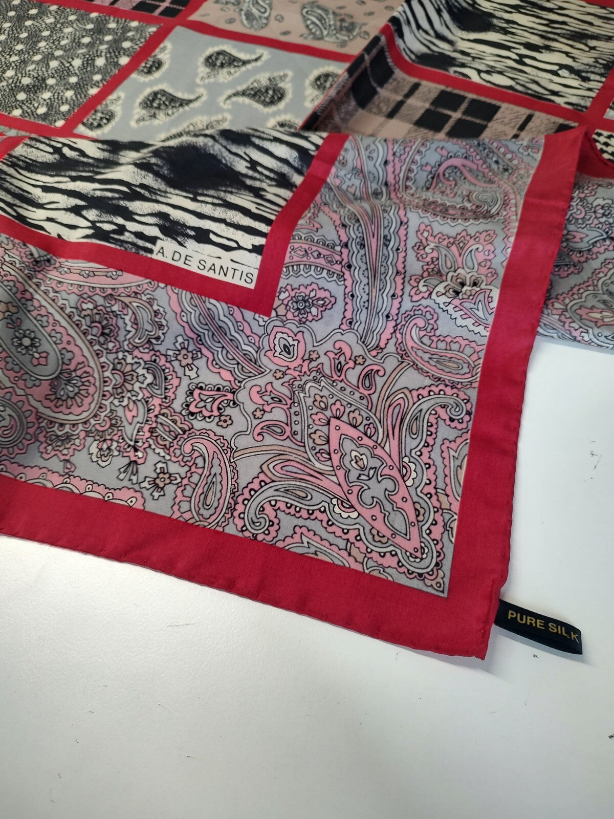 A. DE SANTIS FOULARD 100% SILK SETA SCARVES SCARF SQUARE MADE ITALY