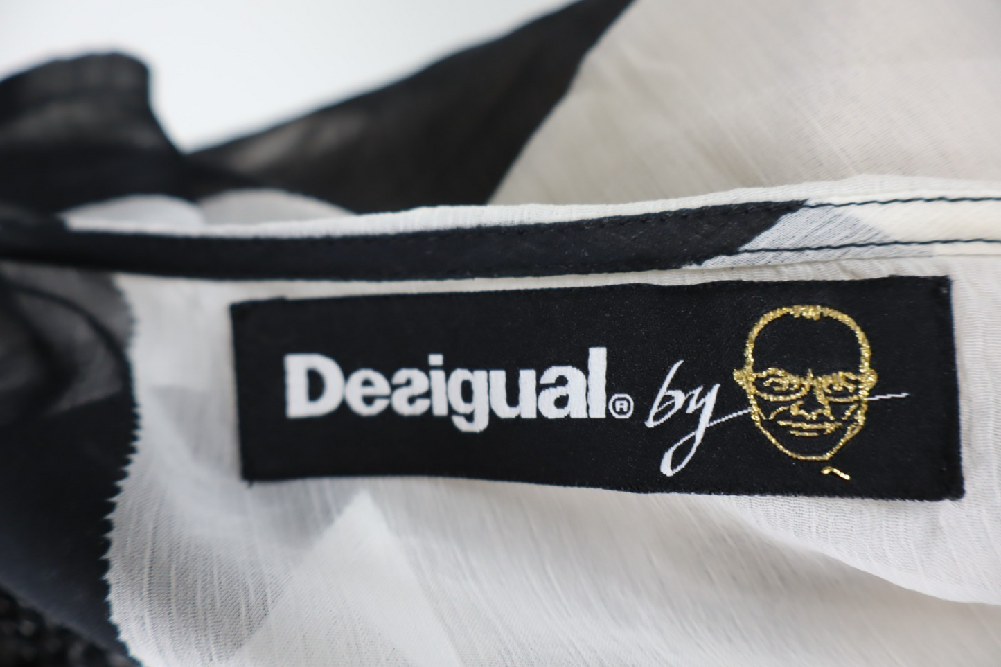 DESIGUAL  VESTITO ABITO DONNA TG.  42 WOMAN CASUAL VINTAGE DRESS BLACK AND WHITE