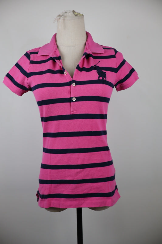 RALPH LAUREN MAGLIA POLO DONNA COTONE TG S WOMAN SHIRT CASUAL VINTAGE BIG LOGO