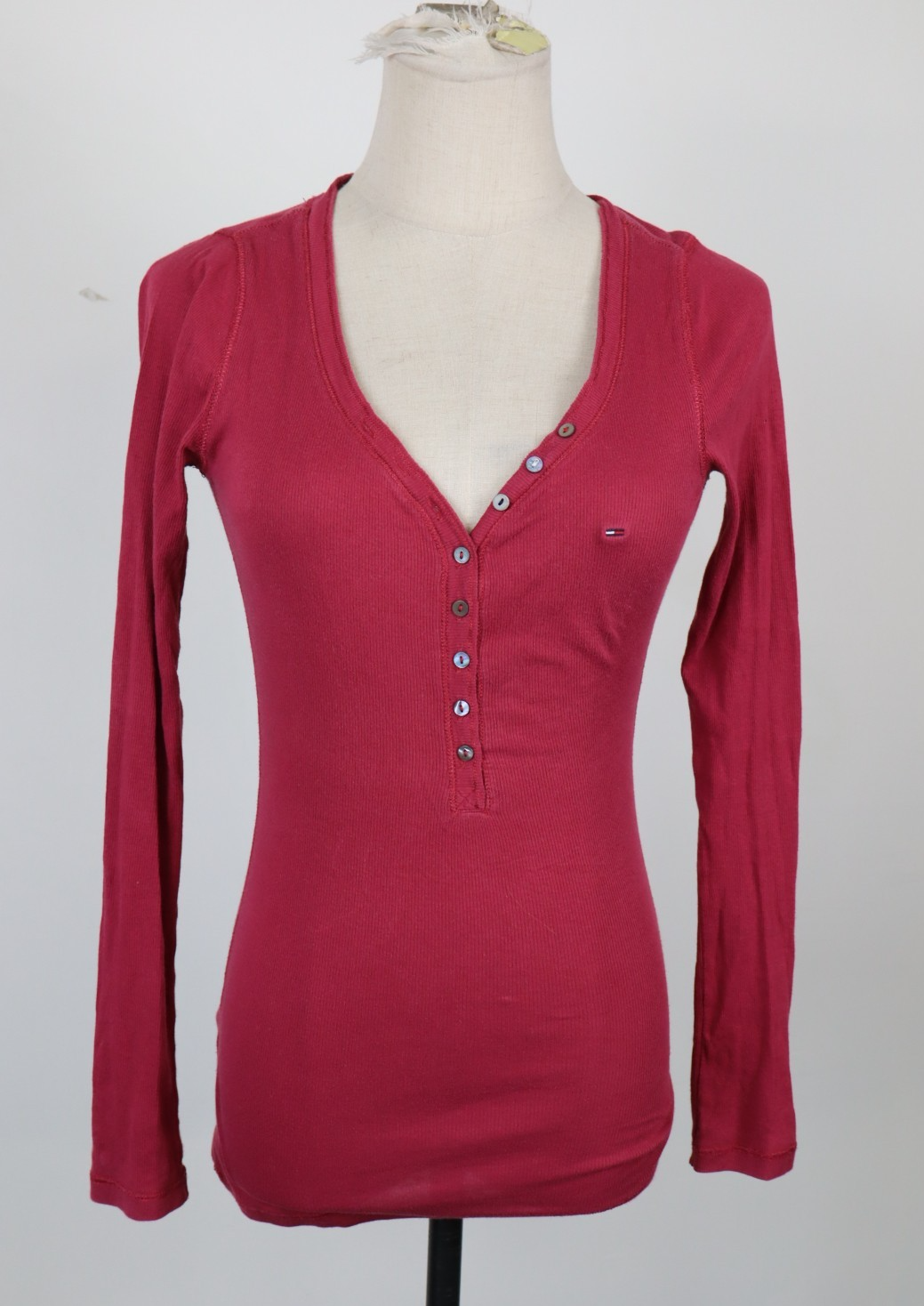 TOMMY HILFIGER DENIM MAGLIA DONNA TG. M WOMAN CASUAL VINTAGE T-SHIRT BOTTONCINI