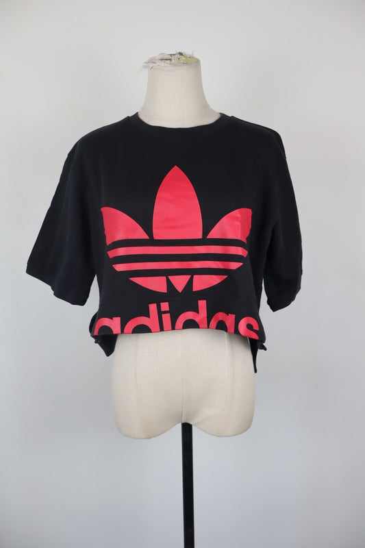 ADIDAS MAGLIA DONNA TG. 38 WOMAN CASUAL VINTAGE CROP TOP T-SHIRT COTONE