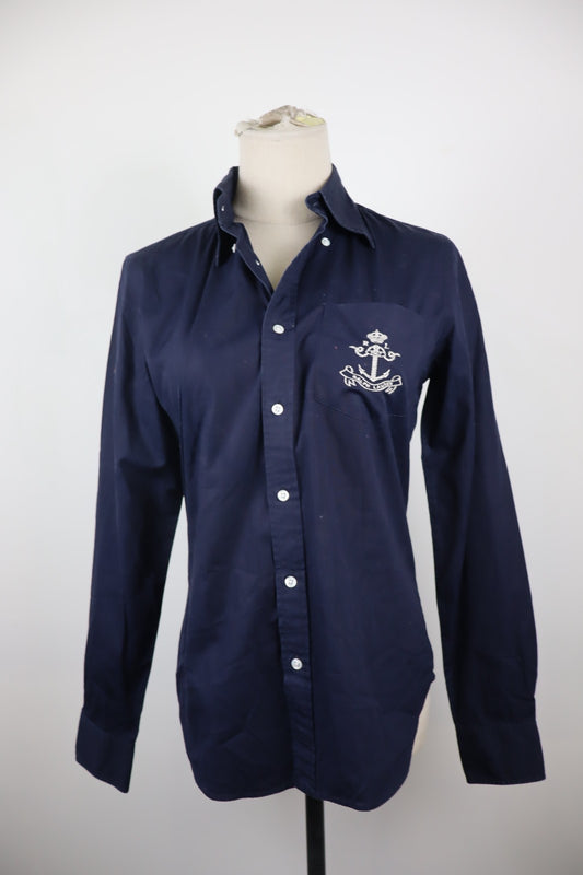 RALPH LAUREN CAMICIA DONNA 8 WOMAN SHIRT CASUAL VINTAGE COTONE COTTON BIG LOGO
