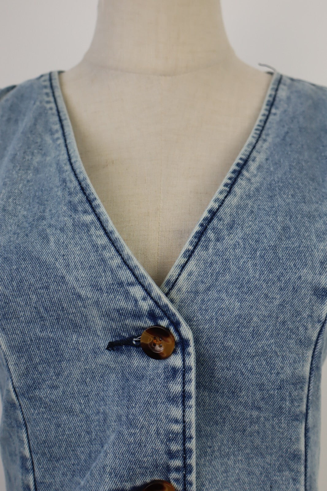 GIUBBINO JEANS GILLET SMANICATO DONNA M JACKET DENIM GRUNGE 90'MUSIC Y2K 2000'S