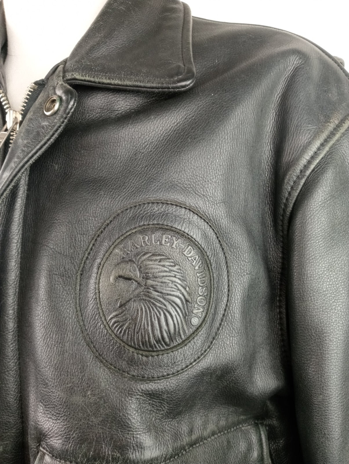 HARLEY DAVIDSON GIUBBINO PELLE MOTO LEATHER GIACCA UOMO Tg L MAN CASUAL JACKET