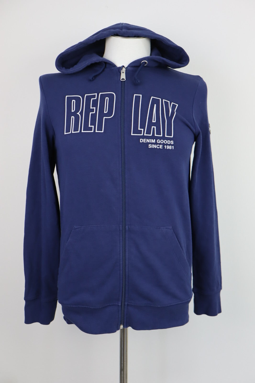 REPLAY FELPA CON ZIP MAGLIA UOMO Tg S MAN SWEATSHIRT CASUAL VINTAGE COTONE