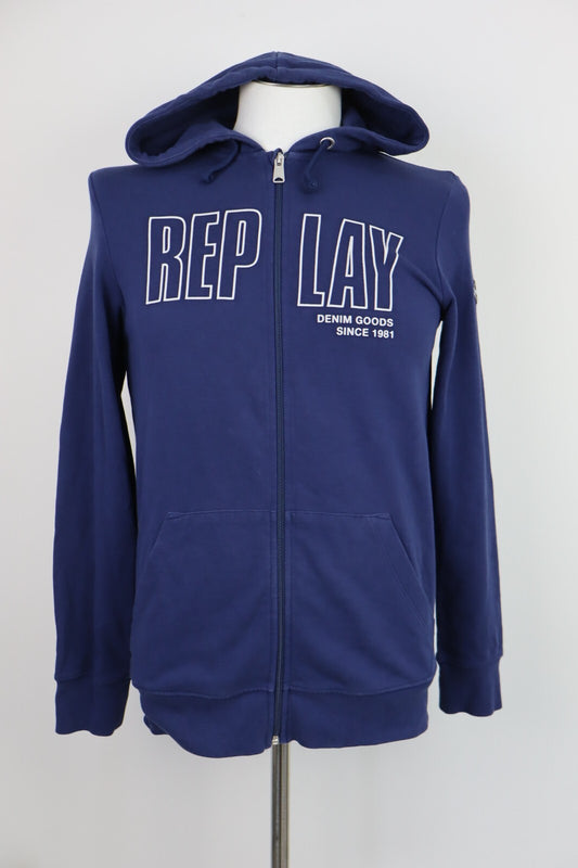 REPLAY FELPA CON ZIP MAGLIA UOMO Tg S MAN SWEATSHIRT CASUAL VINTAGE COTONE