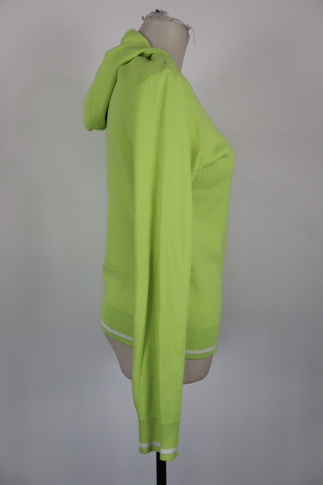 BENETTON FELPA CON ZIP CAPPUCCIO DONNA L WOMAN VINTAGE SPORT JACKET SWEATSHIRT