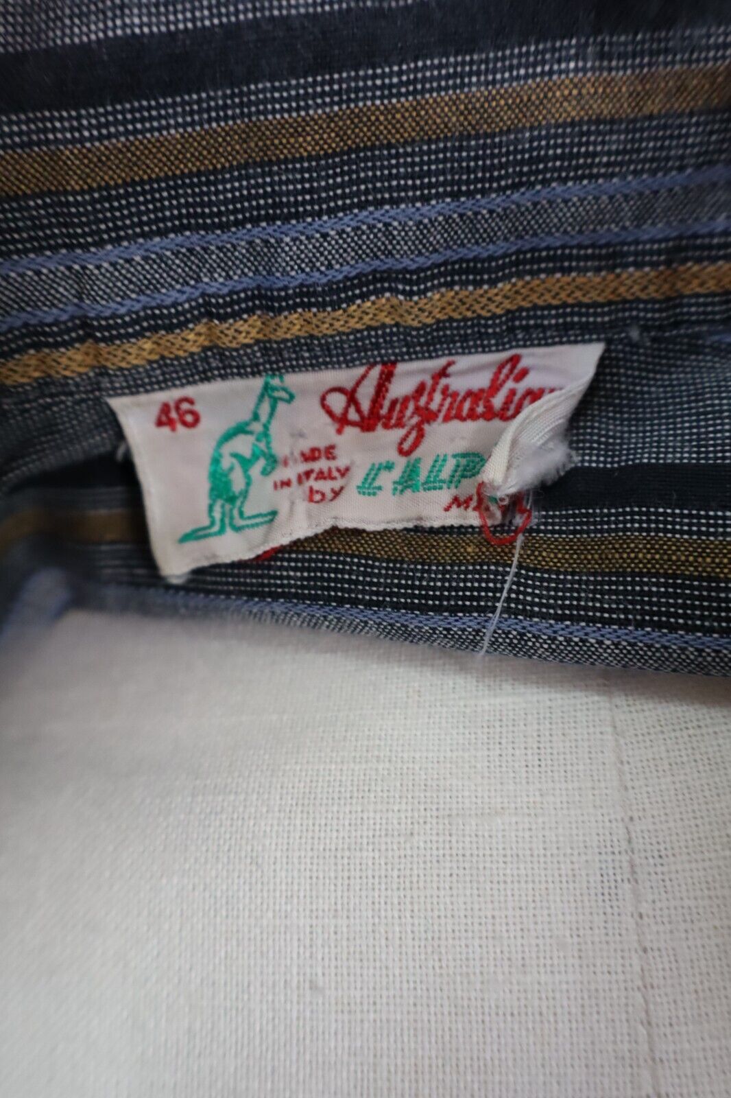 AUSTRALIAN L'ALPINA CAMICIA UOMO COTONE LINO TG. 46 MAN CASUAL VINTAGE SHIRT