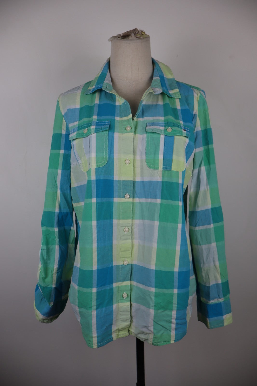 TOMMY HILFIGER CAMICIA DONNA COTONE TG. L WOMAN COTTON SHIRT CASUAL VINTAGE