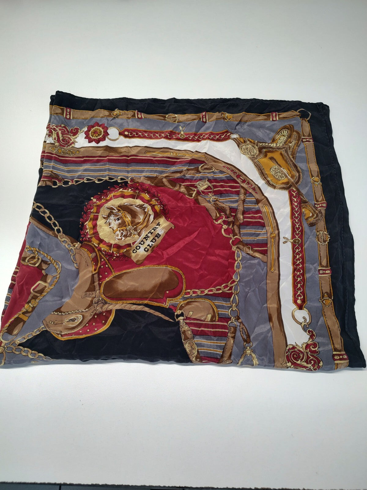 COUNTRY CLUB FOULARD 100% SILK SETA SCARVES SCARF SQUARE MADE ITALY