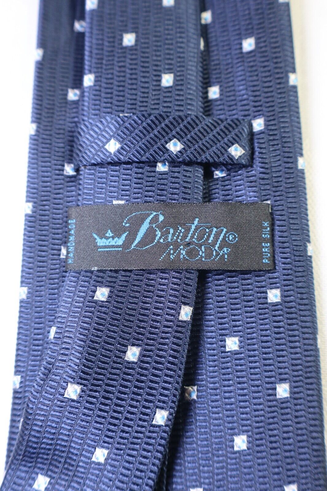 BARTON MODA 100% SILK TIE SETA CRAVATTA NECKTIE MADE ITALY SELF TIPPED