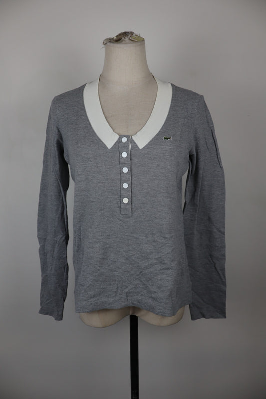 LACOSTE MAGLIA DONNA COTONE TG. 42 WOMAN SHIRT CASUAL VINTAGE MANICA LUNGA LOGO