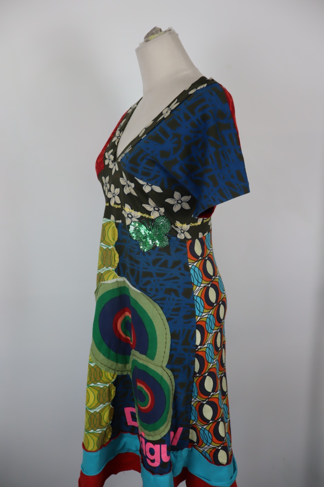 DESIGUAL VESTITO DONNA TG. M WOMAN CASUAL VINTAGE DRESS COTONE