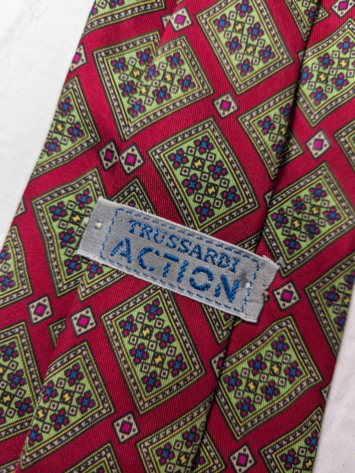 TRUSSARDI ACTION 100% SILK TIE SETA CRAVATTA NECKTIE MADE IN ITALY