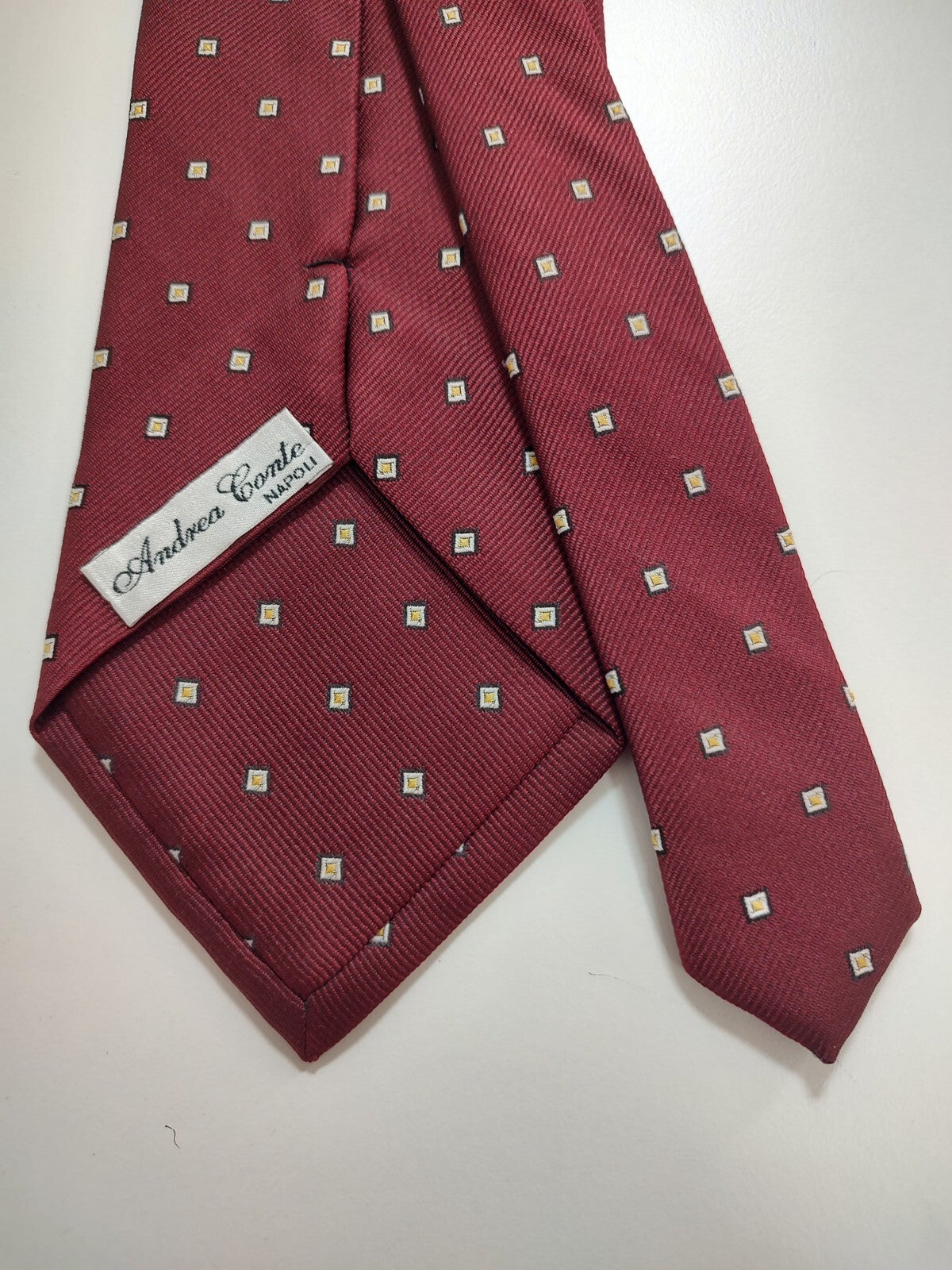 ANDREA CONTE 100% SILK TIE SETA CRAVATTA NECKTIE MADE ITALY CLASSIC SELF TIPPED