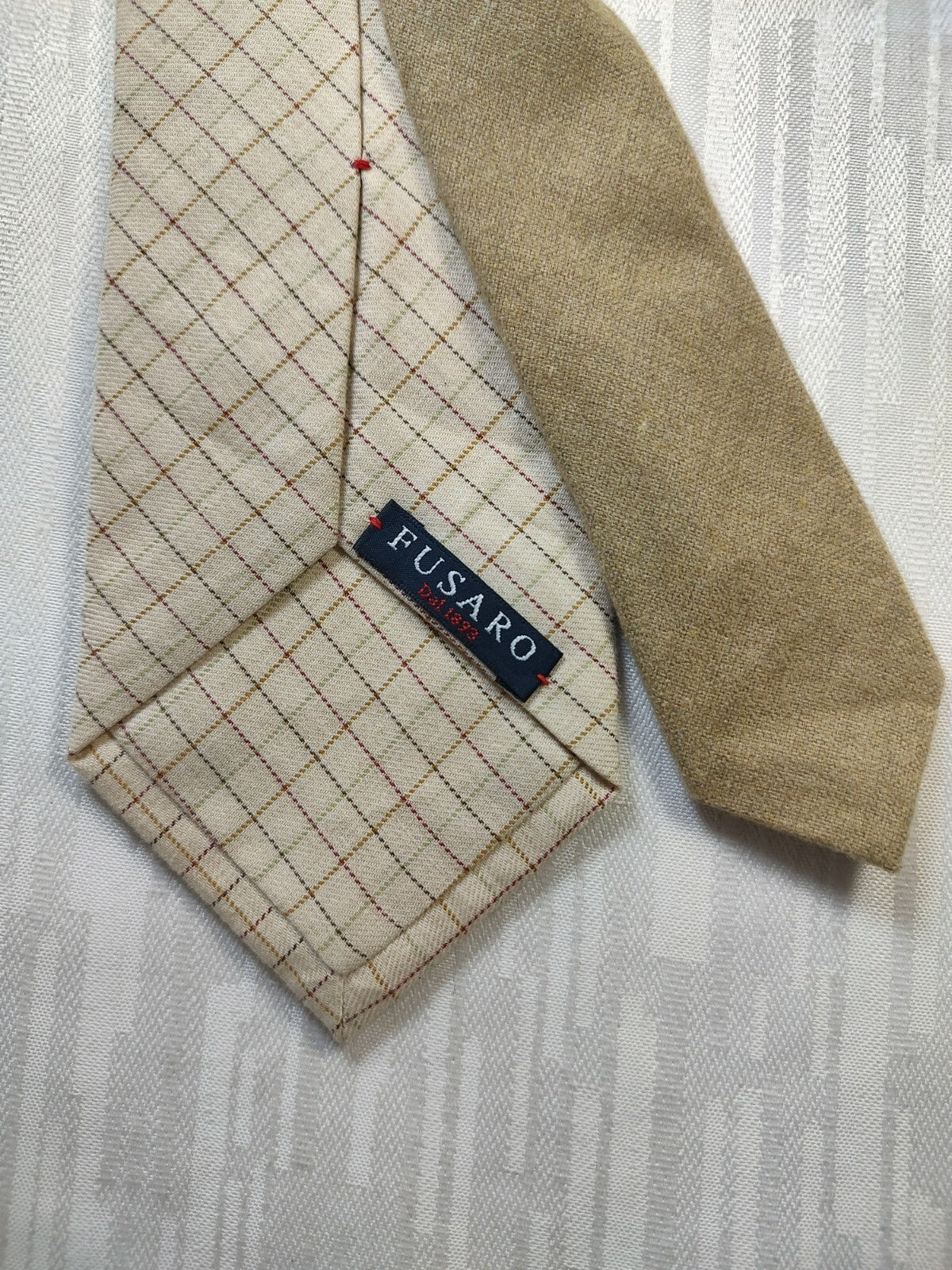 FUSARO NAPOLI CASHMERE COTONE TIE CRAVATTA NECKTIE ITALY CLASSIC SELF TIPPED