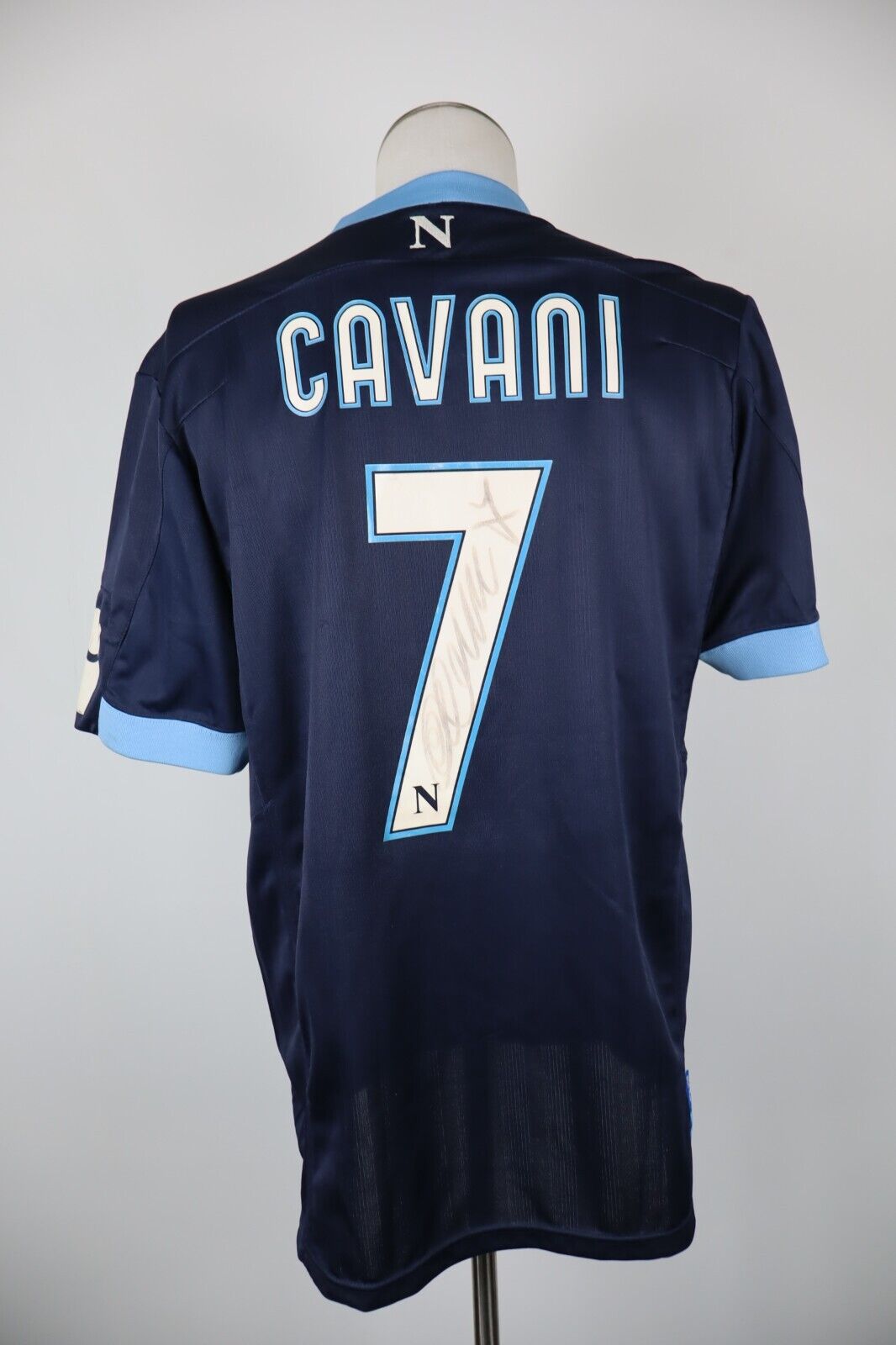 MACRON NAPOLI CAVANI N 7 MAGLIA CALCIO UOMO Tg L TRIKOT JERSEY AUTOGRAFATA
