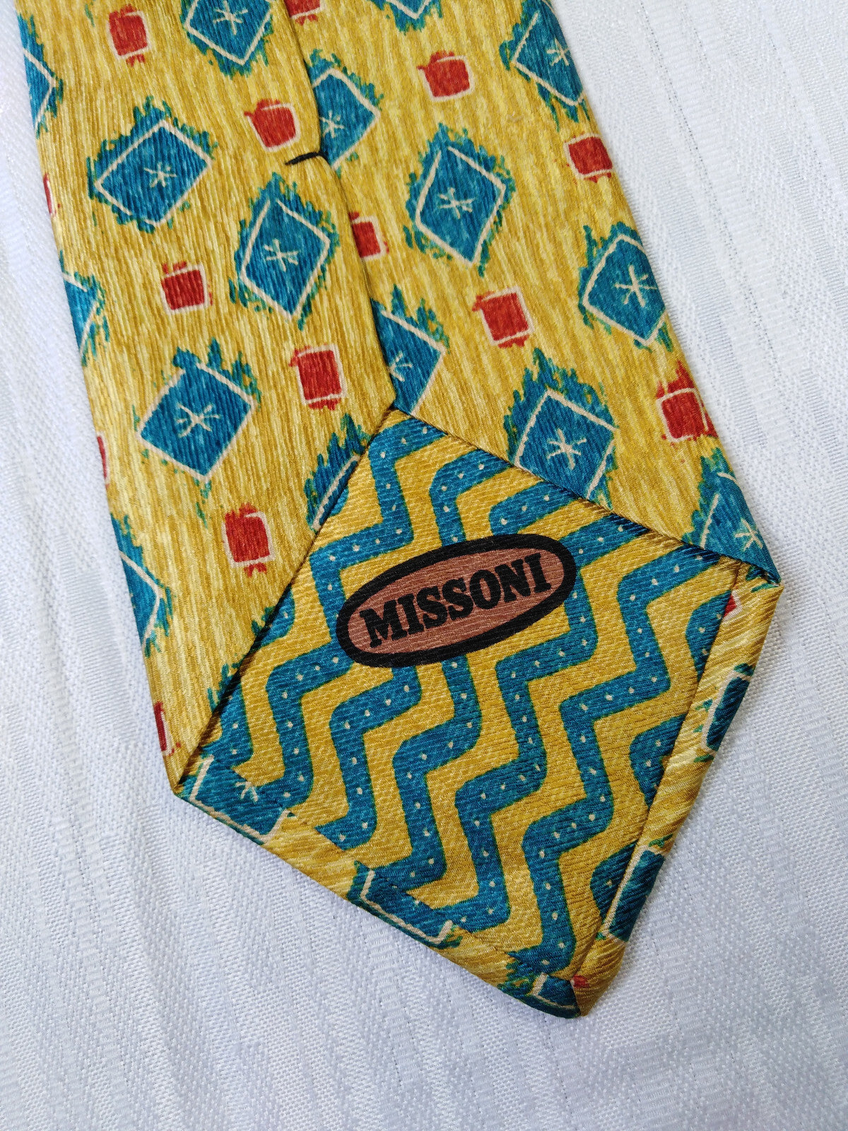 MISSONI 100%  SILK TIE SETA CRAVATTA NECKTIE MADE IN ITALY SELF TIPPED