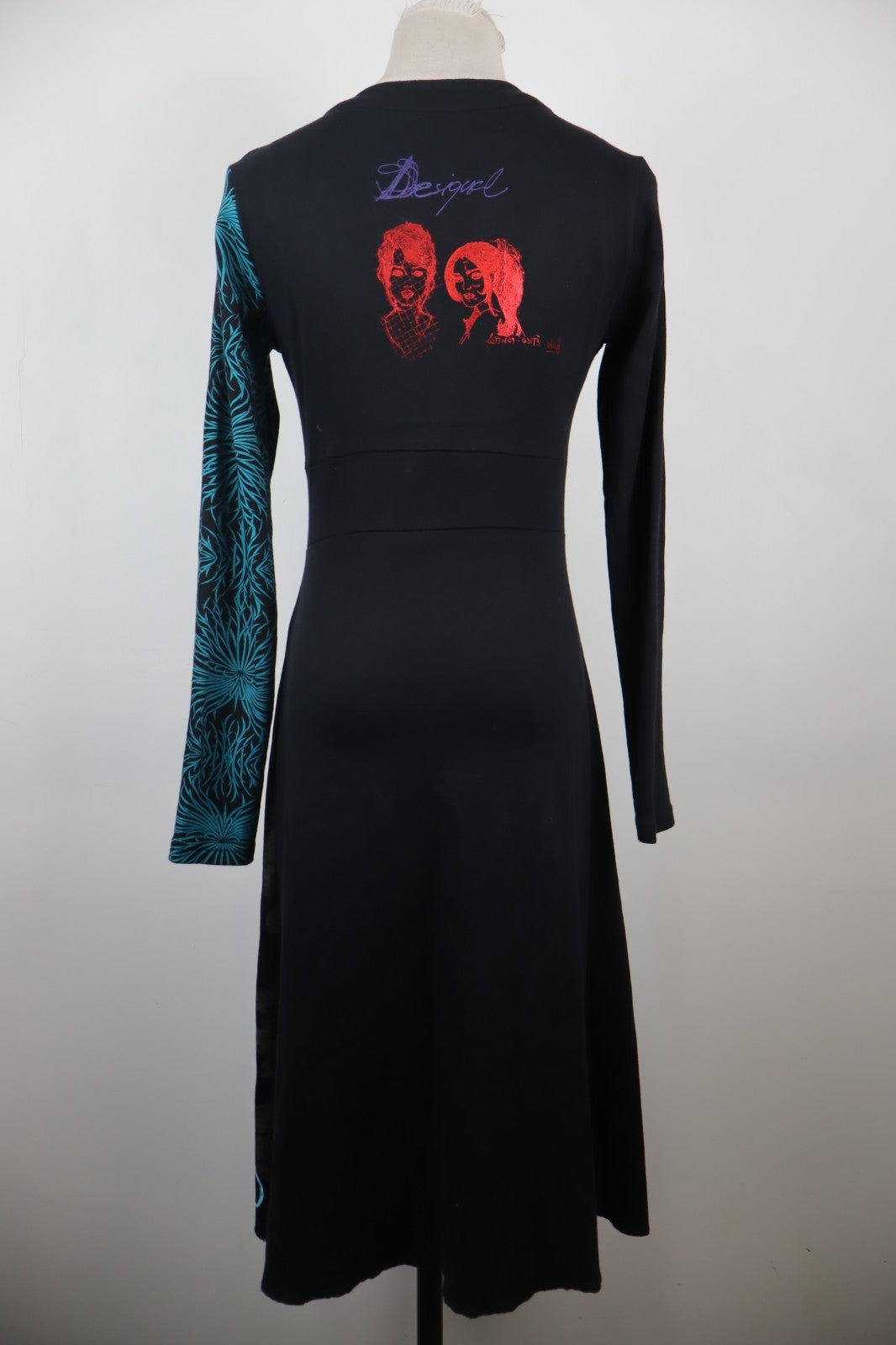 DESIGUAL VESTITO MANICA LUNGA DONNA TG M WOMAN CASUAL VINTAGE DRESS ABITO LOGO