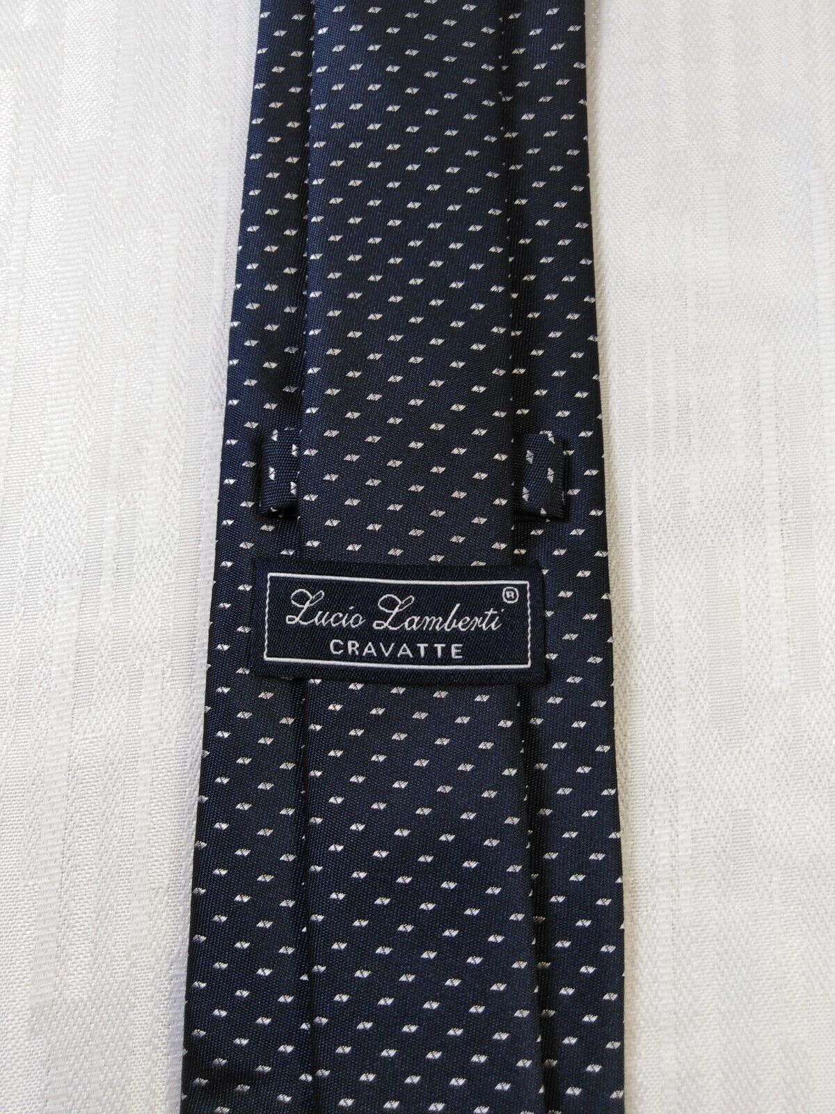 LUCIO LAMBERTI 100%  SILK TIE SETA CRAVATTA SELF TIPPED NECKTIE MADE ITALY