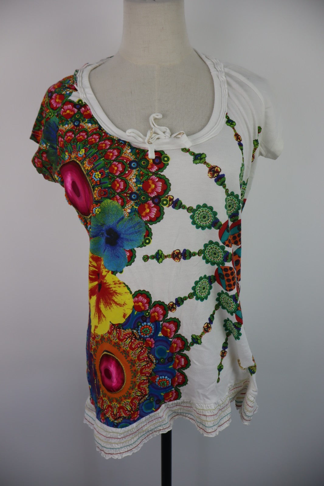 DESIGUAL MAGLIA DONNA TG. XL WOMAN CASUAL VINTAGE T-SHIRT TOP COTONE