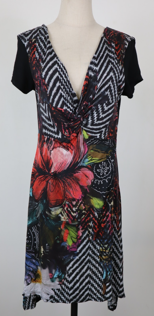 DESIGUAL  VESTITO ABITO DONNA TG. XL  MIDI WOMAN CASUAL VINTAGE DRESS