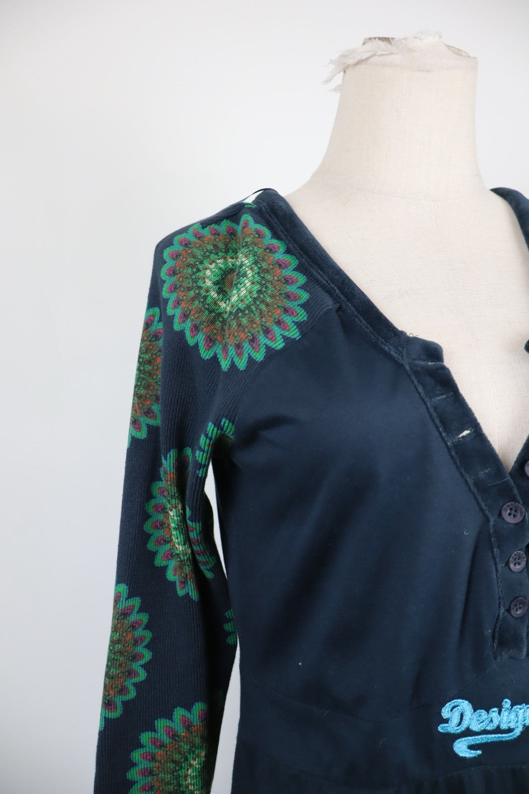 DESIGUAL VESTITO ABITO MANICHE LUNGHE DONNA TG. XL WOMAN CASUAL VINTAGE DRESS